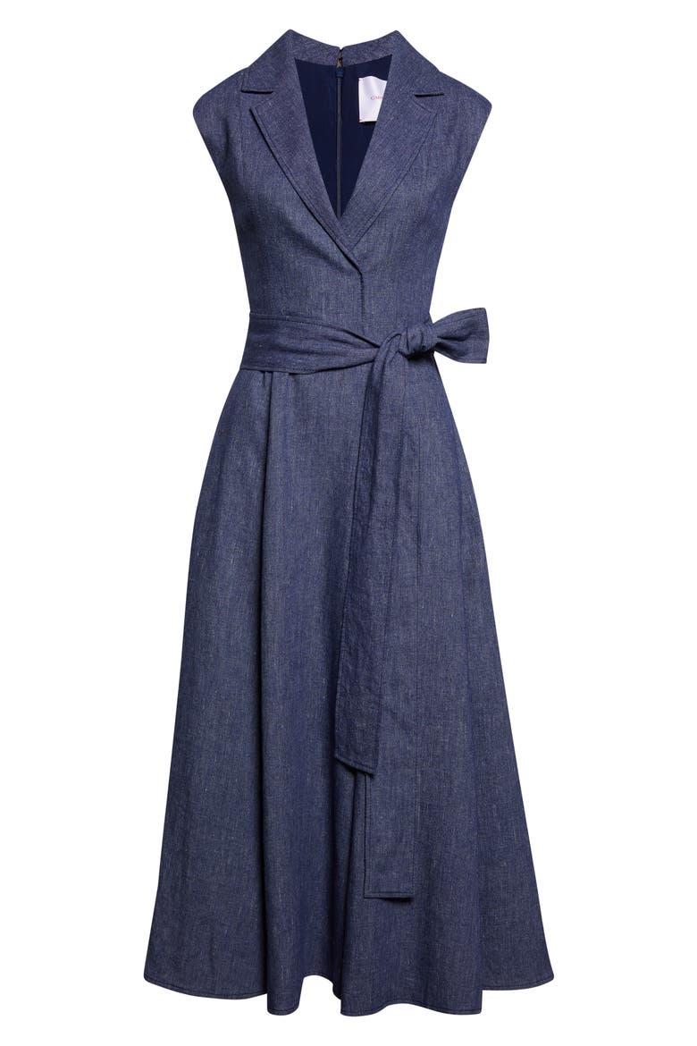 Sleeveless Midi Trench Dress, Alternate, color, DARK BLUE