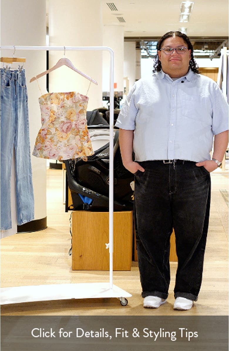 Petro Floral Strapless Linen Peplum Top, sales video thumbnail