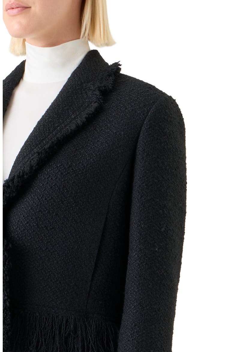 Fringe Bouclé Tweed Crop Jacket, Alternate, color, BLACK