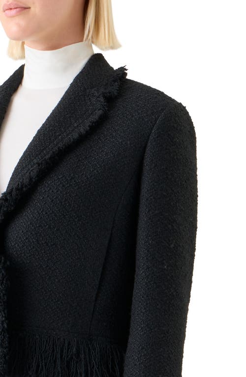 Akris Punto Fringed Boucle Tweed Crop Jacket In Black