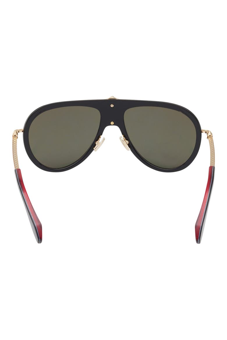 63mm Pilot Sunglasses, Alternate, color, BLACK / GOLD RED ENAMEL