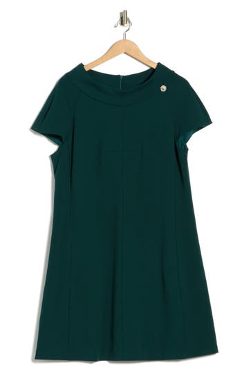 Eliza J Mock Neck Cap Sleeve A-line Dress In Green