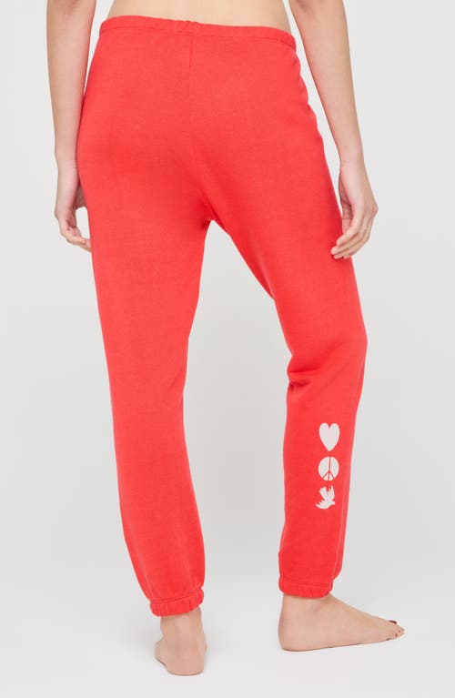 Spiritual Gangster Love Heart Luna Sweatpants In Red
