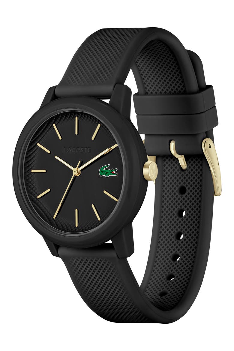 12.12 Silicone Strap Watch, 42mm, Alternate, color, BLACK