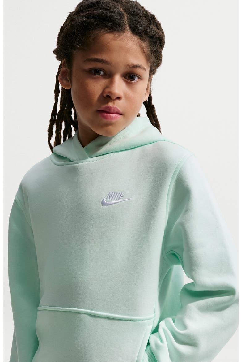 Kids' Club Fleece Hoodie, Alternate, color, BARELY GREEN/ WHITE