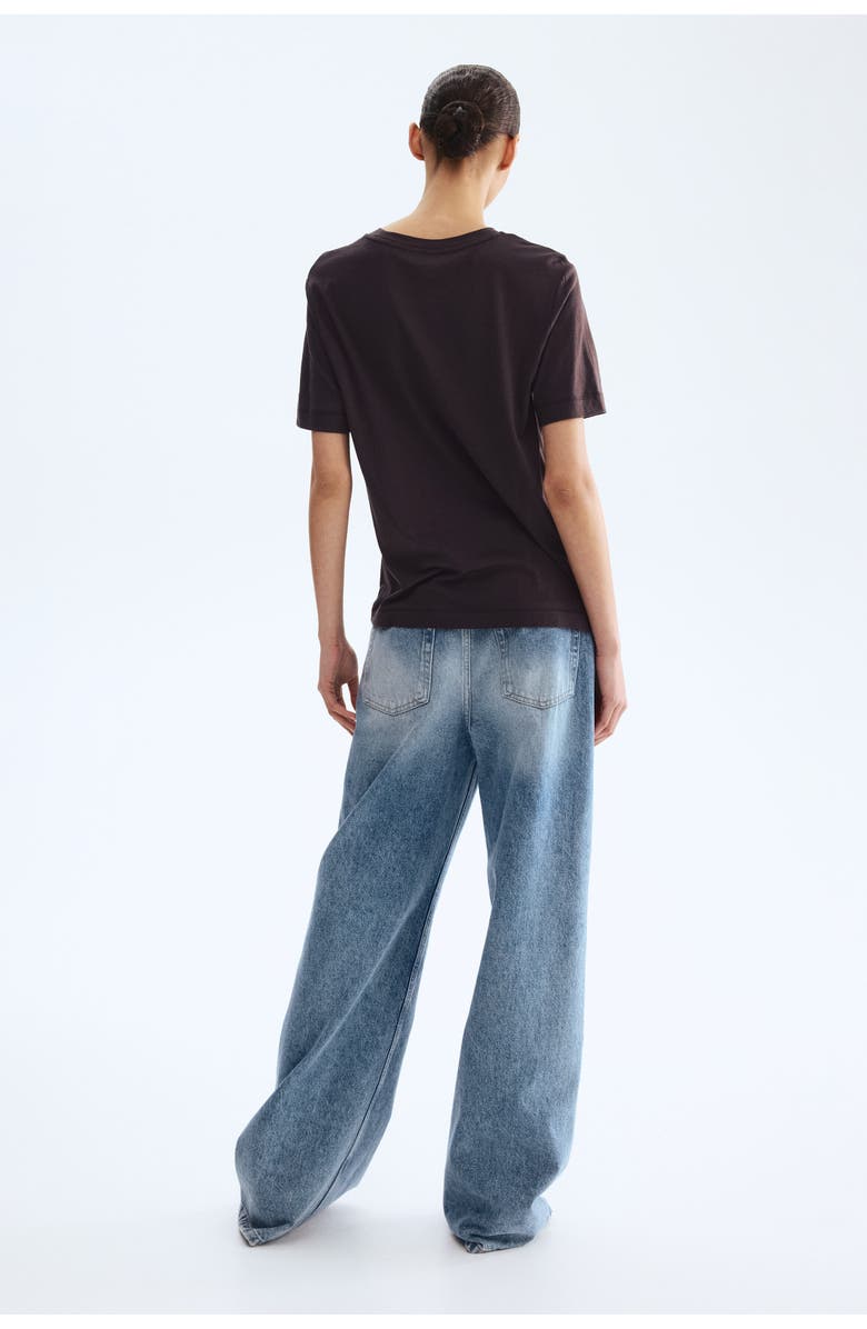 H&M Silk-blend T-shirt, Alternate, color, Dark Brown