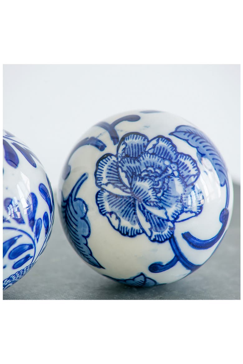 Set of 6 Decorative Spheres, Alternate, color, BLUE