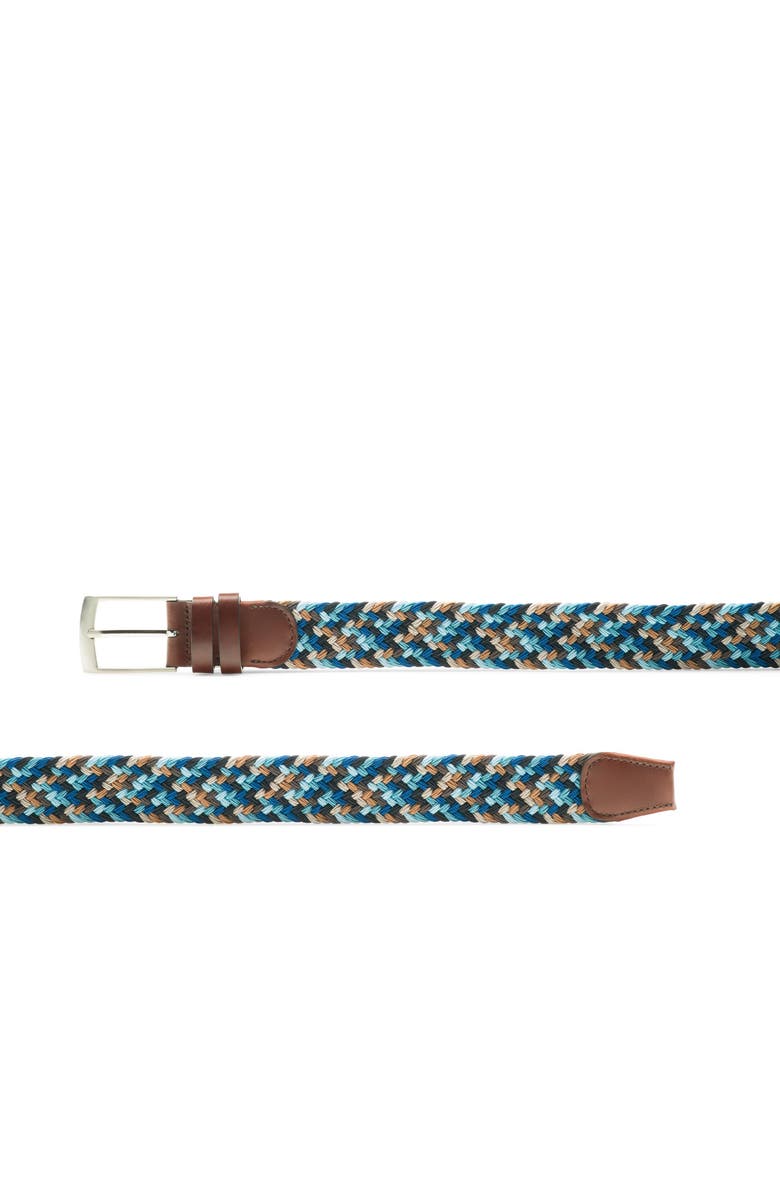 Magnanni Nadal Woven Stretch Belt, Alternate, color, Navy Sky Blue Brown Sand