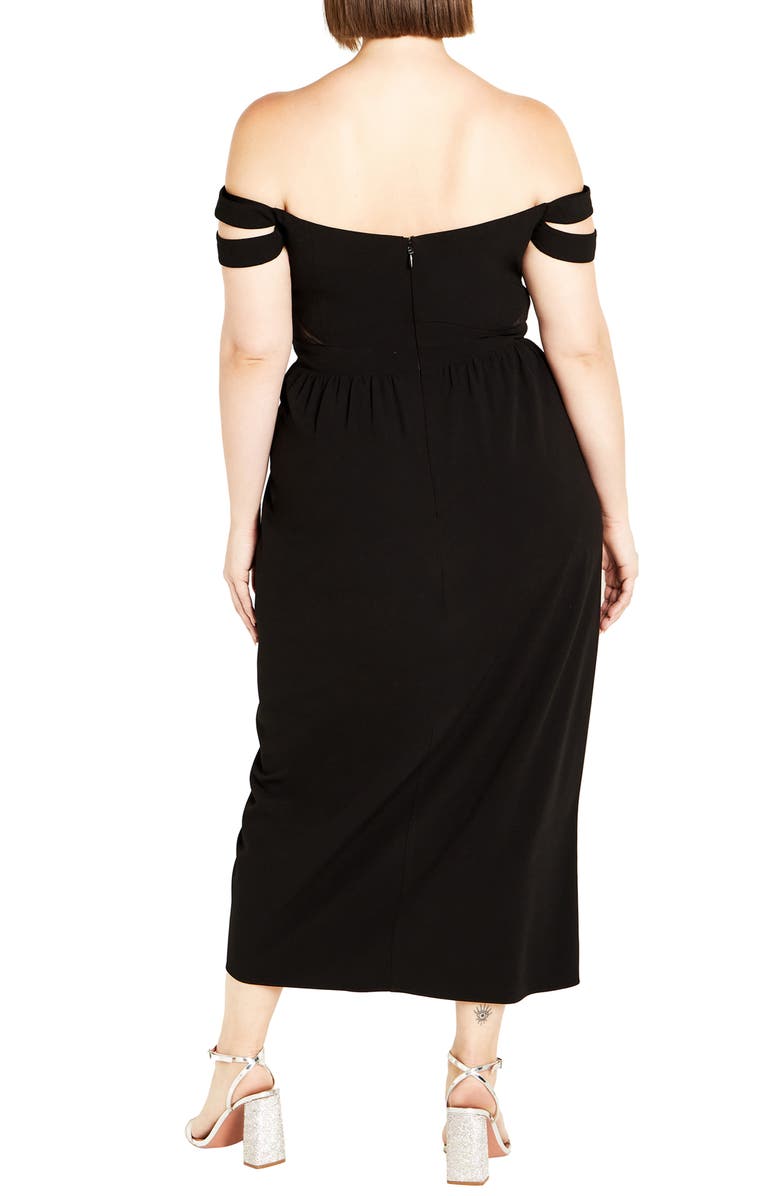 City Chic Rosa Off the Shoulder Midi Dress, Alternate, color, 