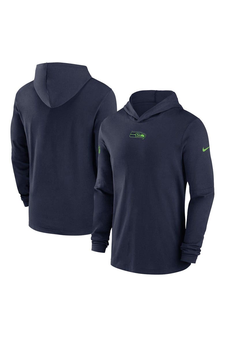Men's Nike College Navy Seattle Seahawks Sideline Performance Long Sleeve Hoodie T-Shirt, Main, color, Navy