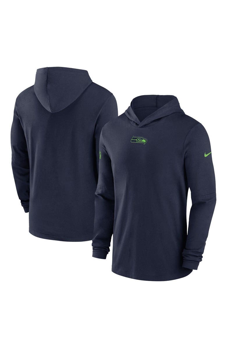Nike Men's Nike College Navy Seattle Seahawks Sideline Performance Long Sleeve Hoodie T-Shirt, Main, color, 