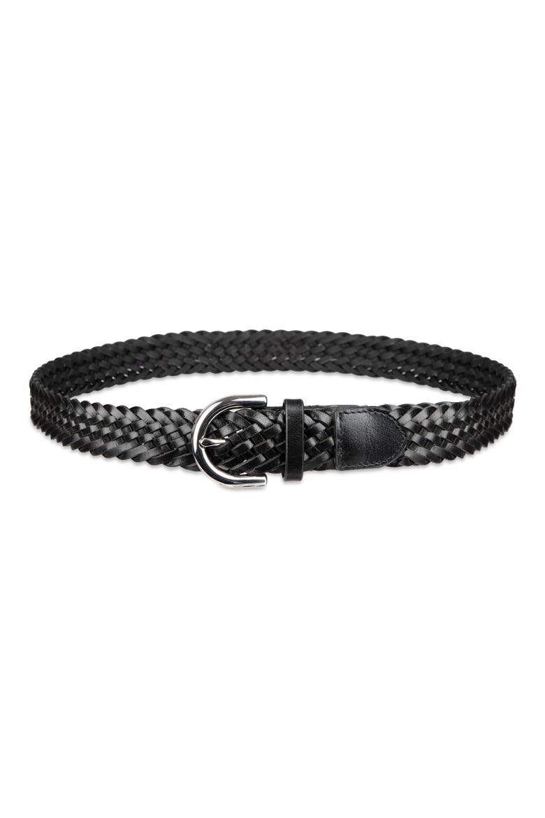 Braided Leather Belt, Main, color, BLACK