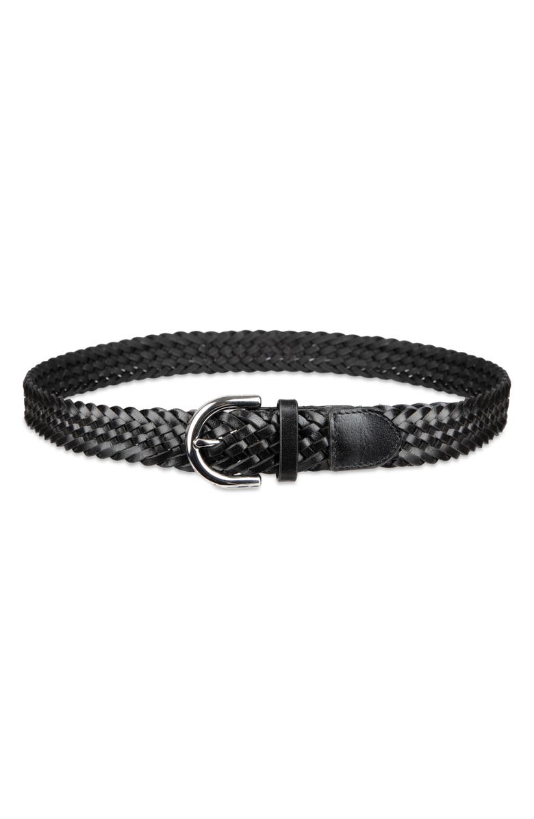Cole Haan Braided Leather Belt, Main, color, Black