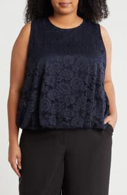 Renee C Lace Bubble Hem Tank