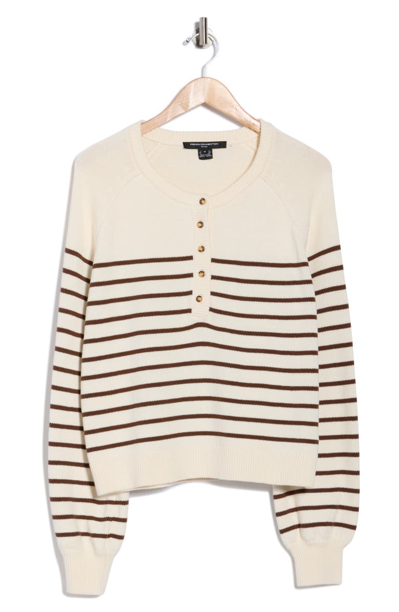 French Connection Mozart Stripe Sweater, Alternate, color, Classic Cream/ Mocha