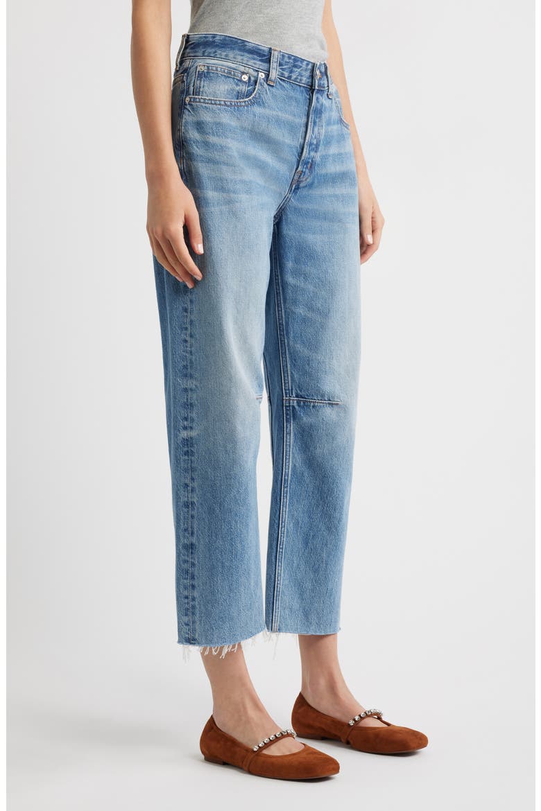 The Darted Barrel Leg Jeans: Raw Hem Edition, Alternate, color, HAZLETON WASH