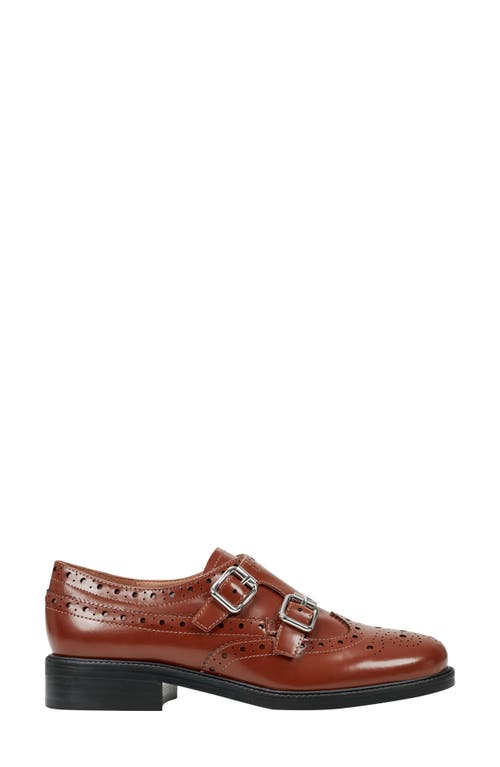 Marc Fisher Ltd Parker Wingtip Monk Strap Shoe In Medium Brown