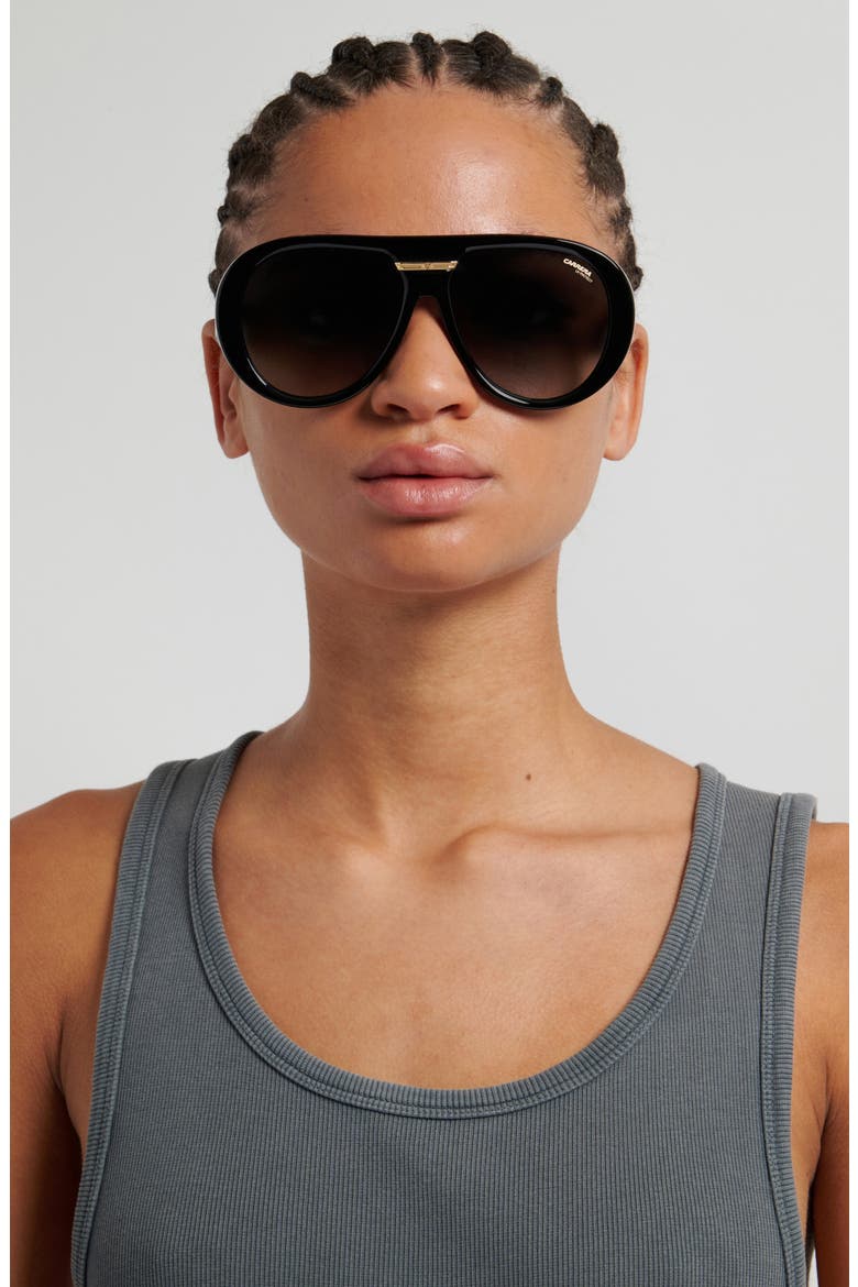Victory 59mm Gradient Pilot Sunglasses, Alternate, color, BLACK/ DARK GREY