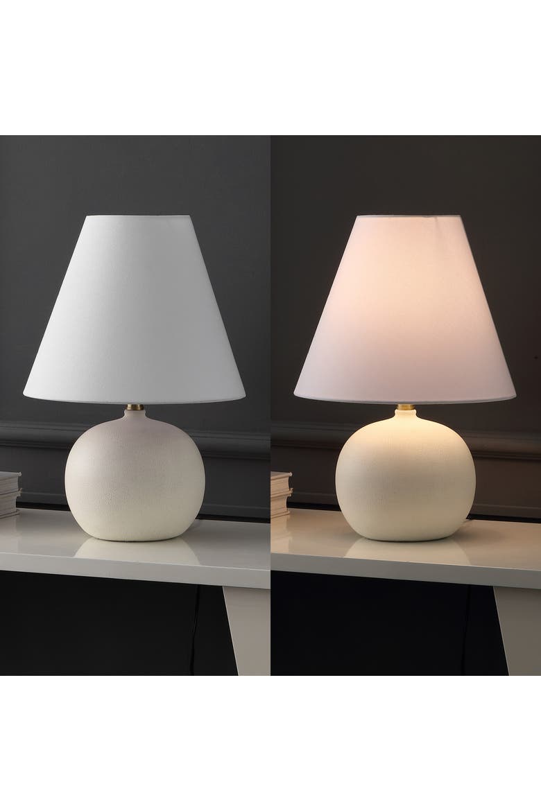 Asher 18.25" Minimalist Scandinavian Resin/Iron Gourd LED Table Lamp, Alternate, color, Matte Cream