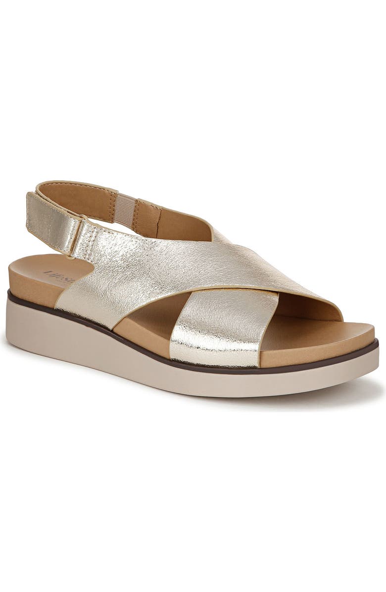 LifeStride Georgina Slingback Platform Wedge Sandal, Main, color, Gold