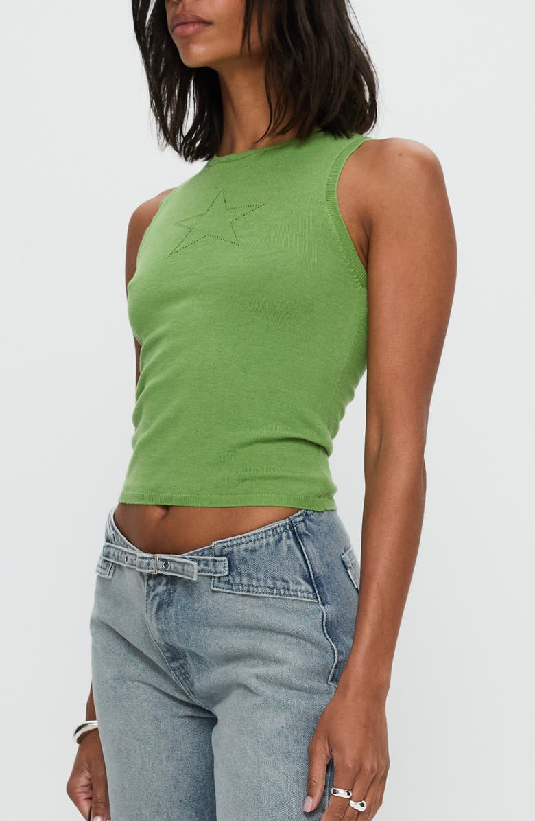 Princess Polly Girl Almighty Crop Sweater Tank, Alternate, color, Green