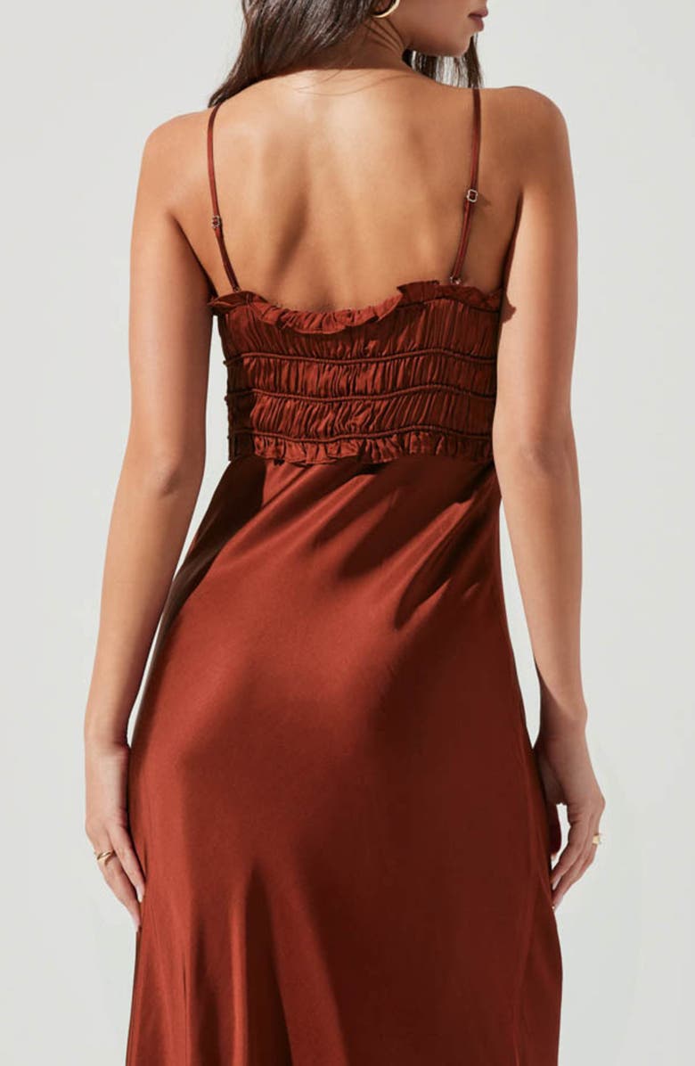 ASTR the Label Zola Shirred Satin Midi Dress, Alternate, color, 