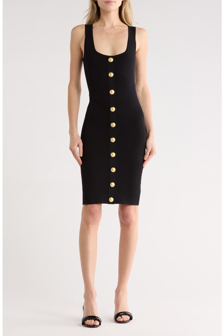 Soleil Button Knit Dress, Main, color, BLACK/ GOLD