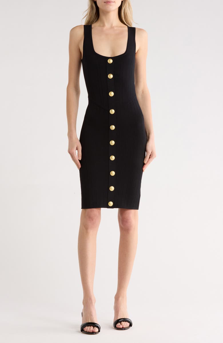L'AGENCE Soleil Button Knit Dress, Main, color, Black/ Gold