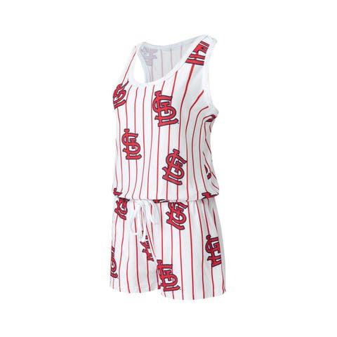 Women's Concepts Sport White St. Louis Cardinals Reel Pinstripe Knit Romper