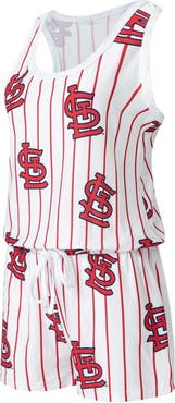 CONCEPTS SPORT Women's Concepts Sport White St. Louis Cardinals Reel Pinstripe Knit Romper