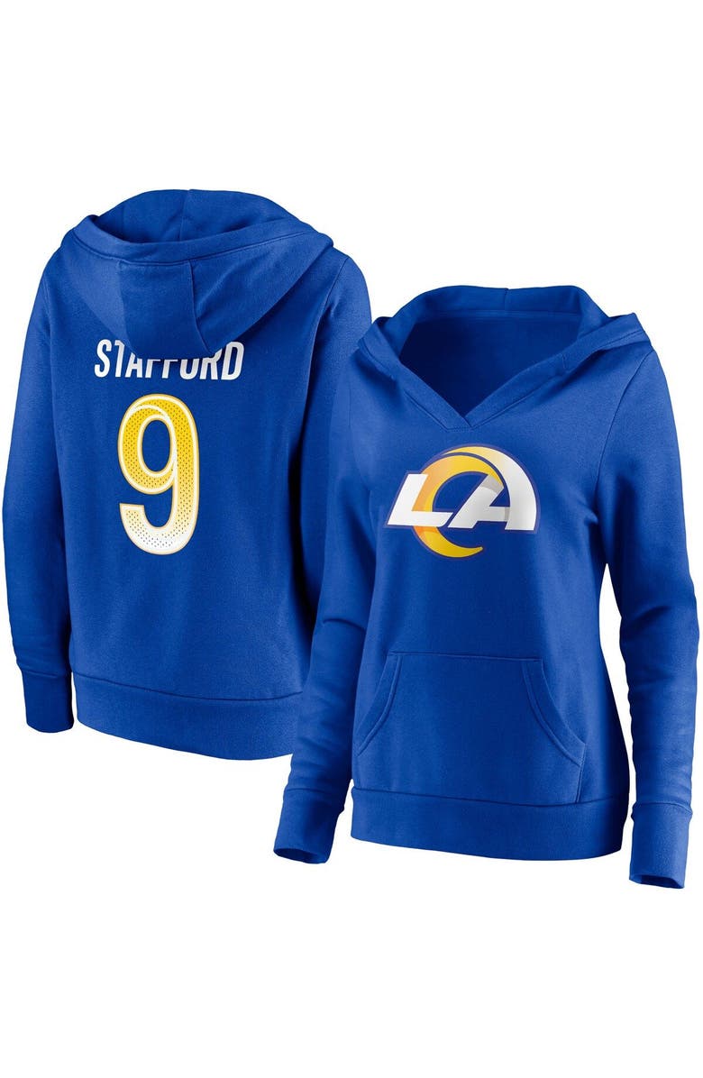 FANATICS Women's Fanatics Branded Matthew Stafford Royal Los Angeles Rams Player Icon Name & Number V-Neck Pullover Hoodie, Main, color, Royal