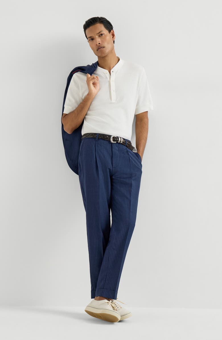 Brunello Cucinelli Chalk stripe trousers, Alternate, color, Blue