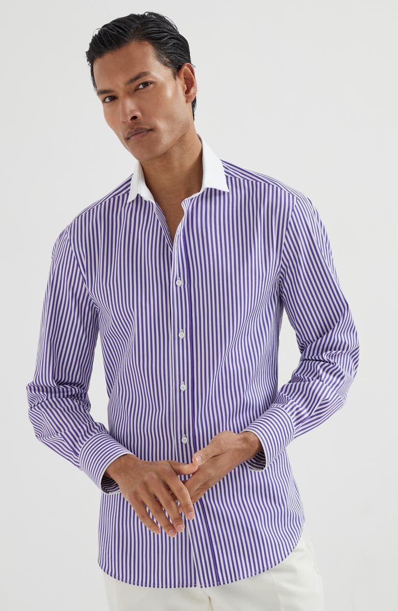 Brunello Cucinelli Shirt with white collar, Alternate, color, Purple