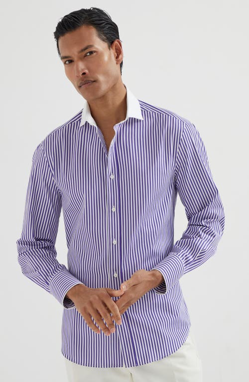 Brunello Cucinelli Shirt With White Collar In Multi