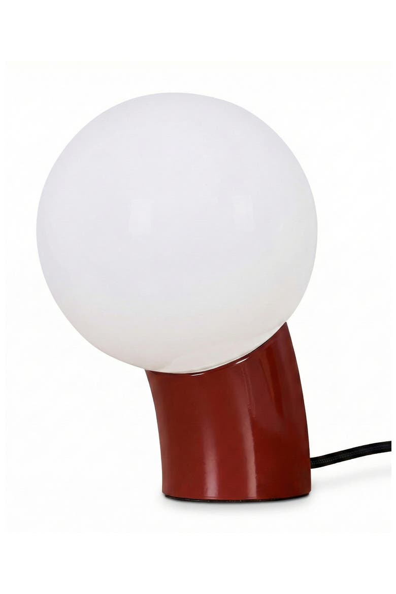 Vino 8" Curved LED Table Lamp with Globe Forsted Glass Shade and Phone Charging USB-C Port, Main, color, Red