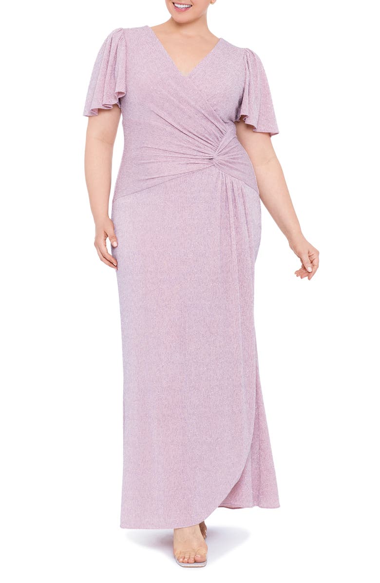 Xscape Evenings Glitter Surplice V-Neck Maxi Dress, Main, color,