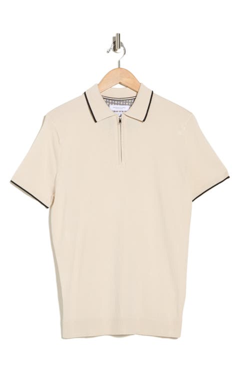 Tipped Quarter Zip Polo Sweater