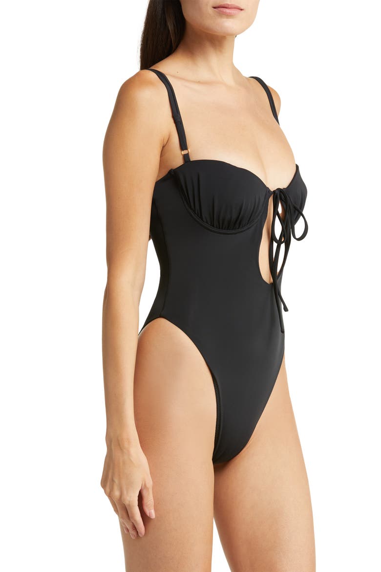 Cannes Cutout Underwire One-Piece Swimsuit, Alternate, color, BLACK