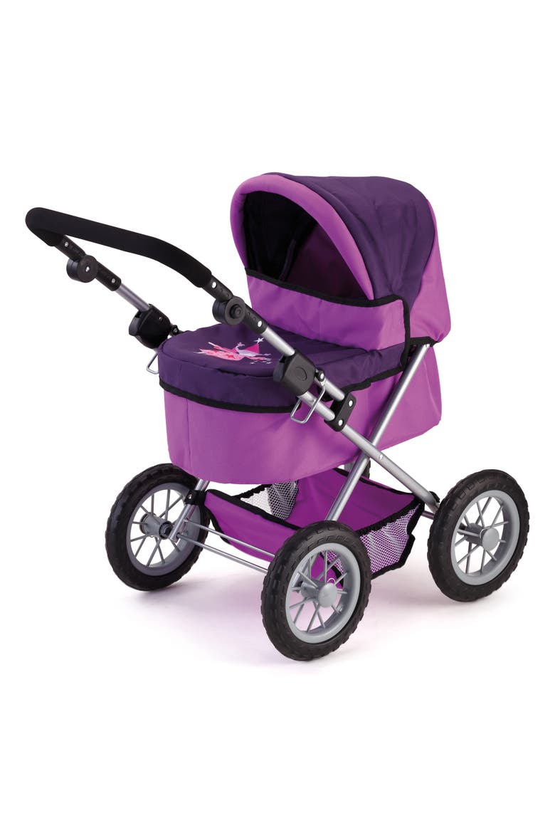 Adjustable and Foldable Doll Pram for Dolls up to 18 Inches, Bag Included, Alternate, color, Purple
