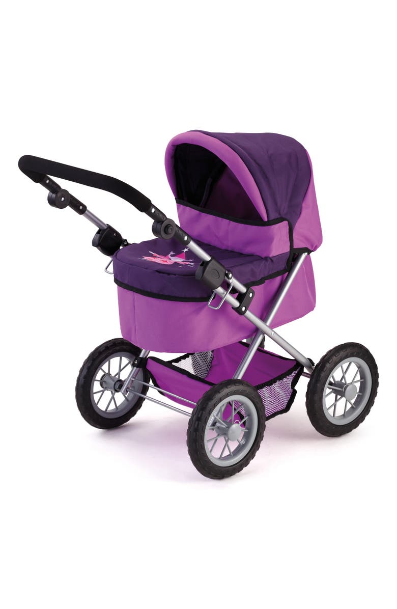 Bayer Design Adjustable and Foldable Doll Pram for Dolls up to 18 Inches, Bag Included, Alternate, color, Purple