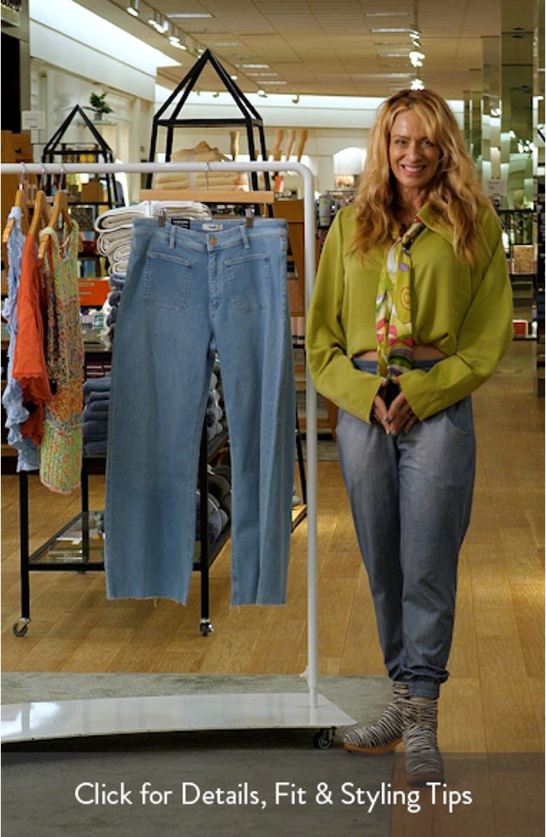 Paloma Marine Patch Pocket High Waist Raw Hem Wide Leg Jeans, sales video thumbnail