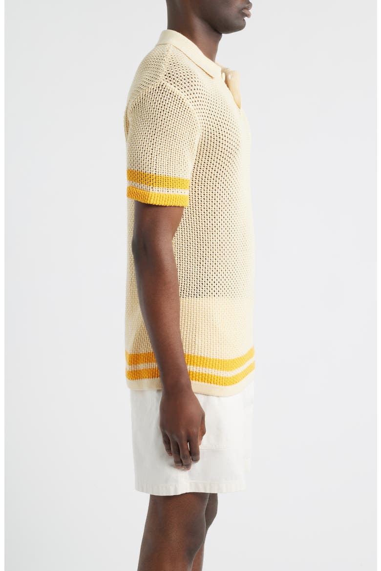 Stripe Open Stitch Organic Cotton Polo, Alternate, color, YELLOW