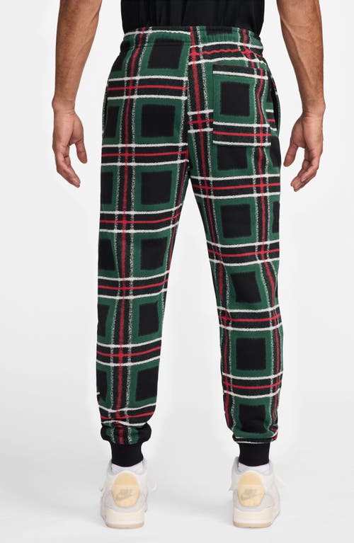 Shop Jordan Plaid Fleece Joggers In Black/sail