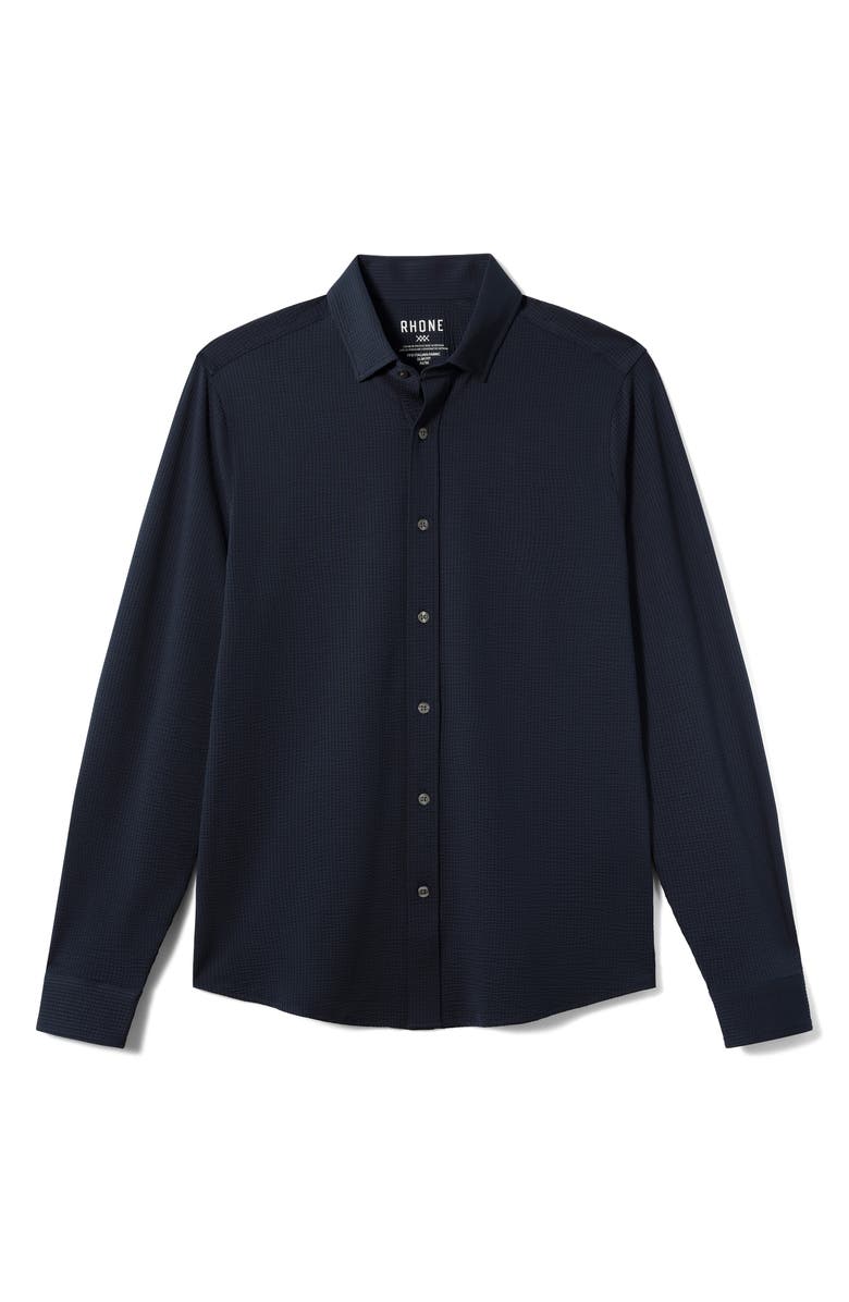 Rhone Commuter Seersucker Button-Up Shirt, Alternate, color, True Navy