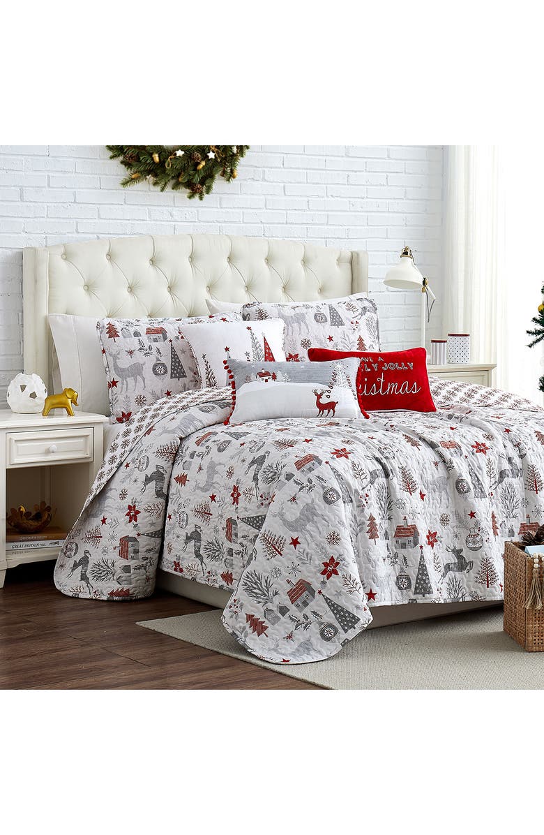 SOUTHSHORE FINE LINENS Holiday Holly Jolly Quilt Set, Alternate, color, Holly Jolly Lane