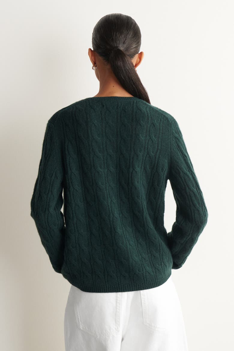 Cable-Knit Cashmere Cardigan, Alternate, color, DARK GREEN