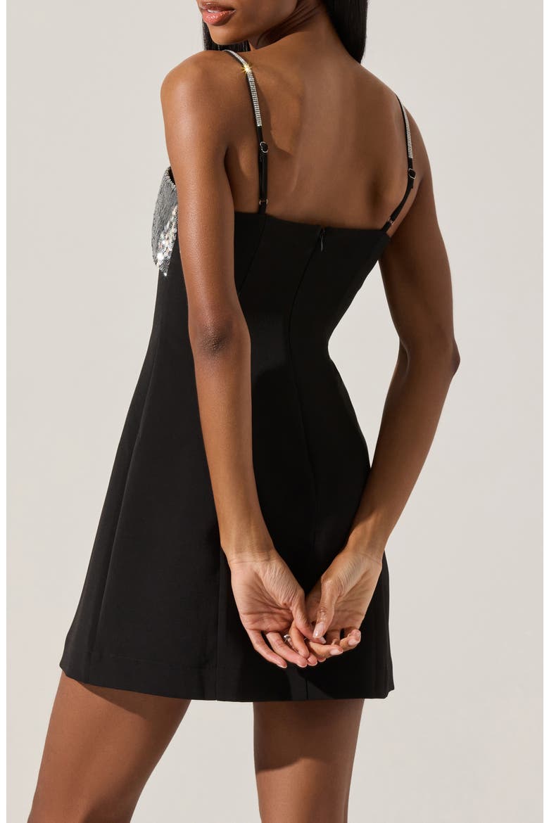 Halya Sequin Bow Minidress, Alternate, color, BLACK