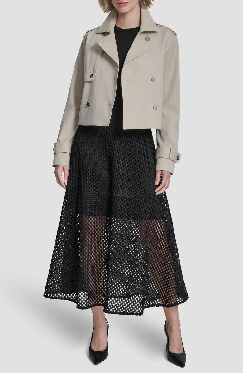 DKNY Crop Trench Coat, Alternate, color, Ecru