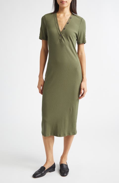 Damiana Henley Rib Midi Dress