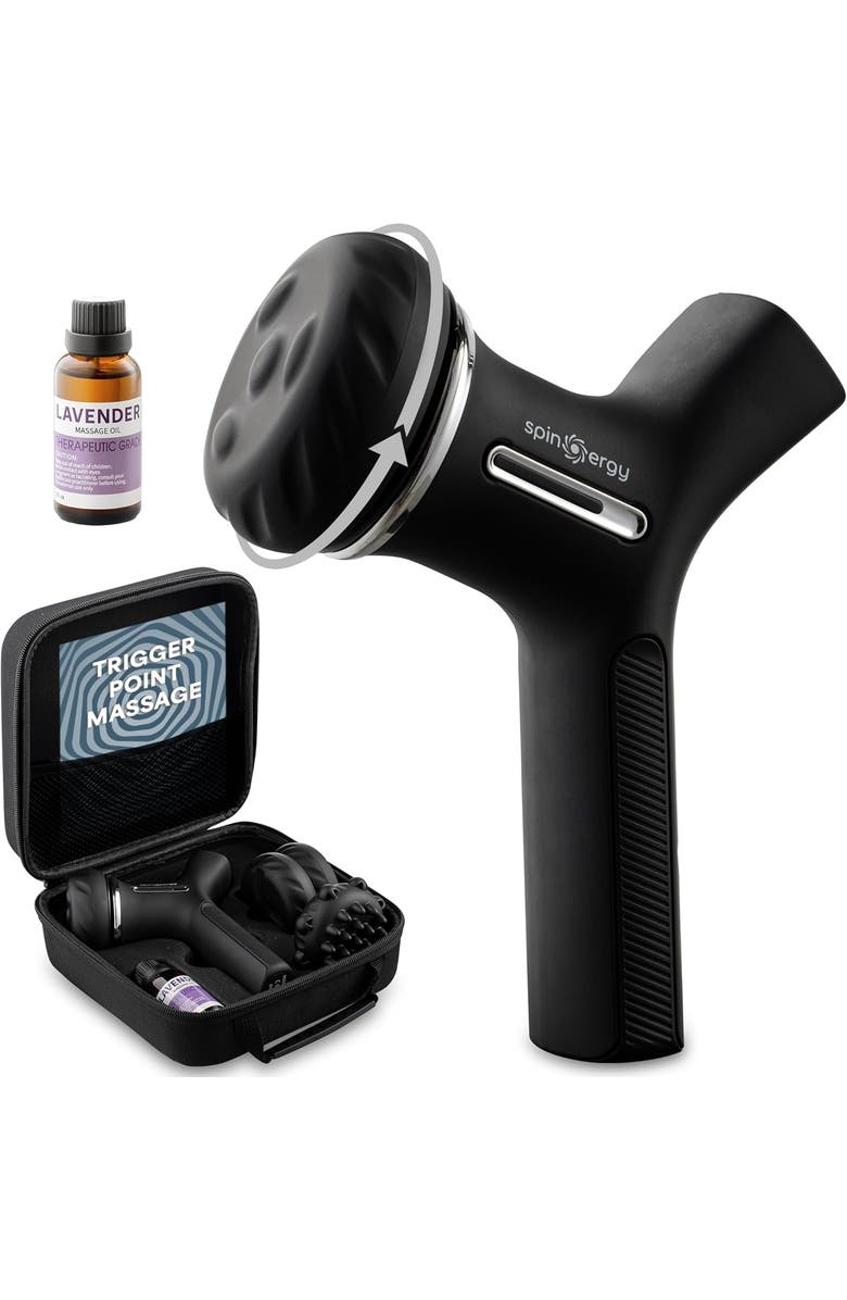 Lifepro Spinergy Oil-Compatible Lymphatic Drainage Massage Gun Rotary Deep Tissue Massager Gun, Main, color, Blue